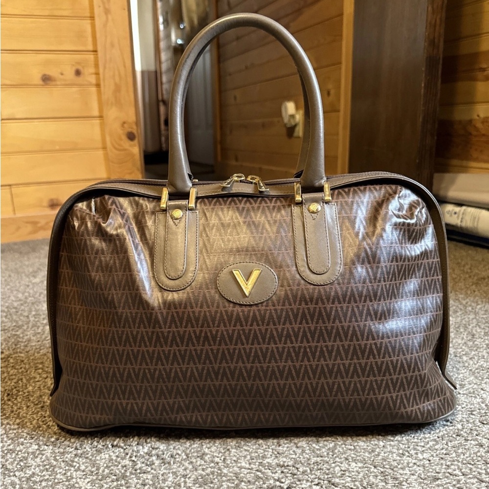 Authentic Vintage MARIO VALENTINO V Logo
Boston Bag PVC Leather Brown